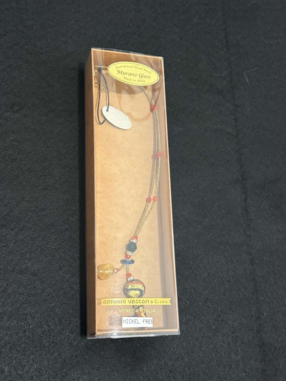 Antonio Vaccari Murano Glass Italian Beaded Necklace In Box